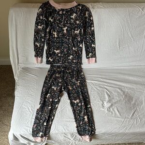 Hanna Andersson Black and Pink Animal Print Kids Pajama Set